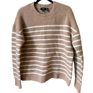 Theory - Camel & Cream Striped Crewneck - Sz. m